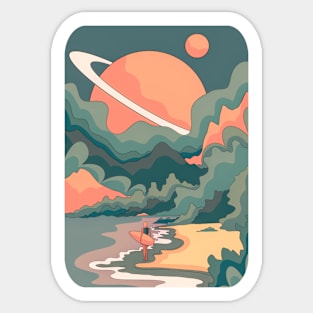 space beach Sticker